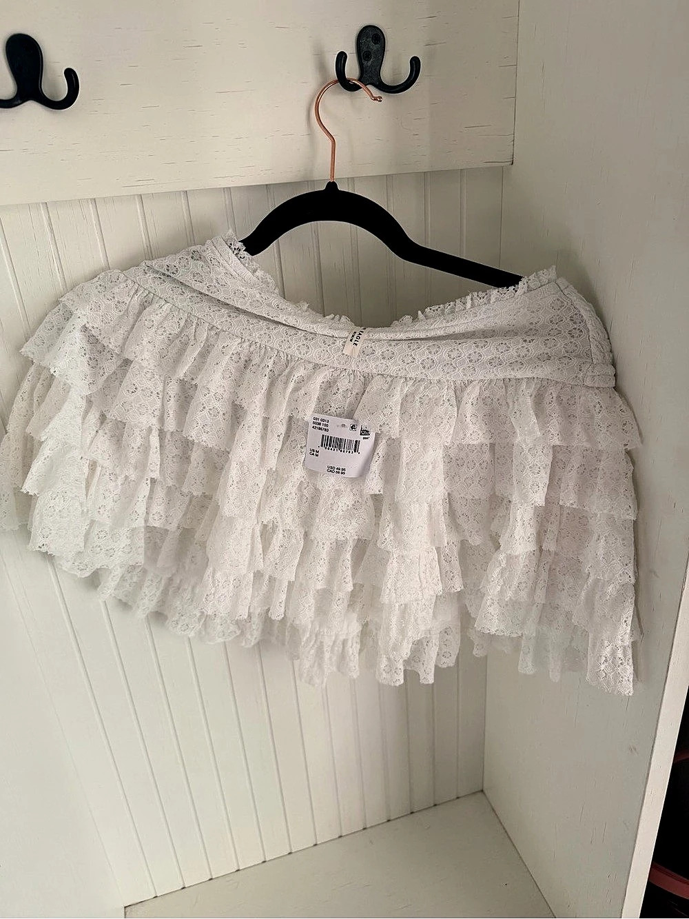 American Eagle AE Lace Ruffle Mini Skirt White Medium